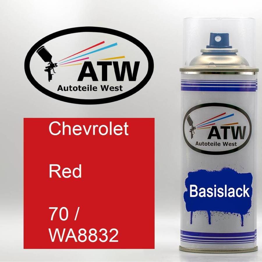 Chevrolet, Red, 70 / WA8832: 400ml Sprühdose, von ATW Autoteile West.